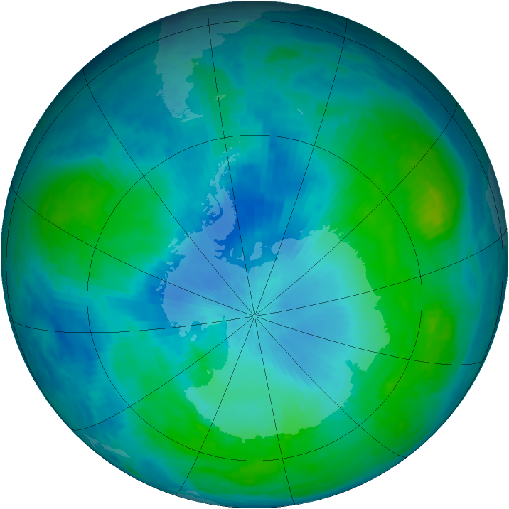 Antarctic ozone map for 12 February 1991